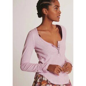 Anthropologie Pilcro Sustainable Henley Lilac Small NEW